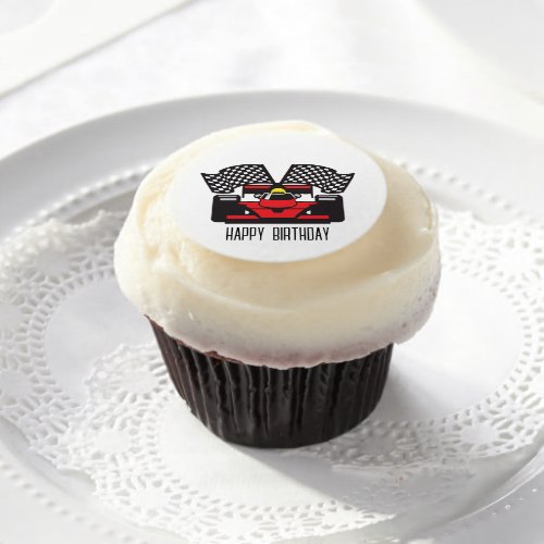 Racing Car Design Edible Frosting Round