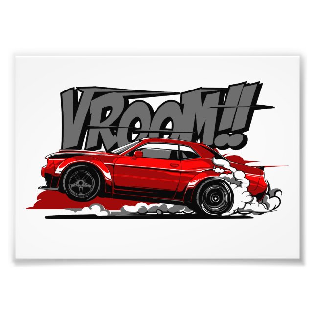 RACING CAR FULL SPEED VROOM! PHOTO PRINT (Front)