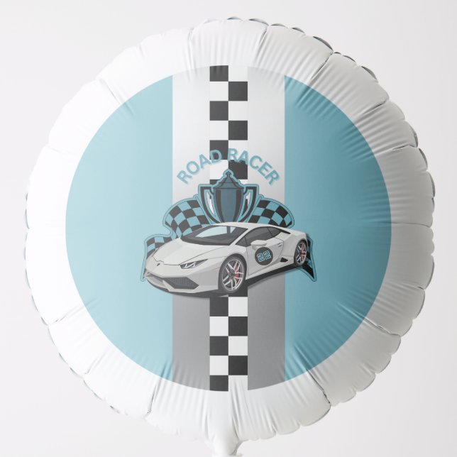 Racing car green, black & white  balloon (Front)