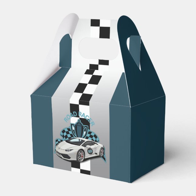Racing car green, black & white Favor Box (Front Side)