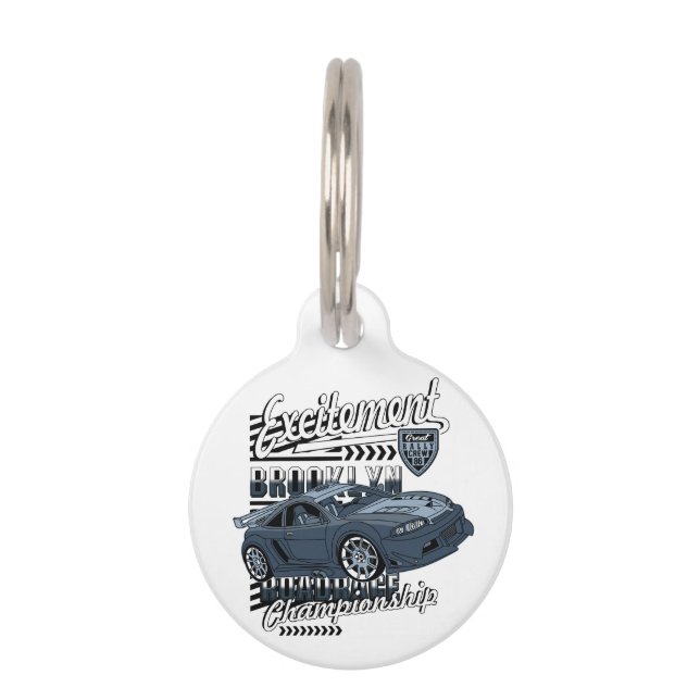Racing Car _ Motor  Pet ID Tag (Front)