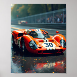 Racing car number 69 in beautiful colors poster