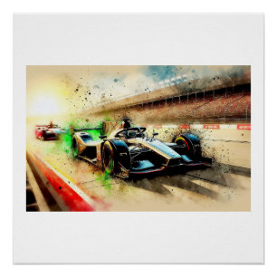 Racing Car on Speed Track, Poster