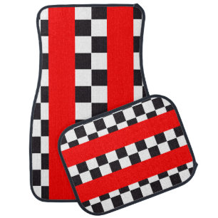 Racing Car Pattern / red stripe + your background Mat