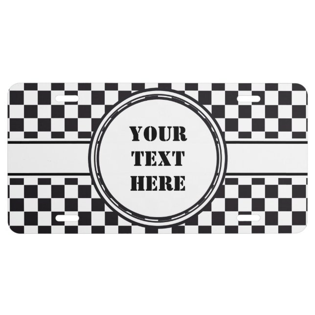 Racing Car Pattern + your backgr. color & text License Plate (Front)