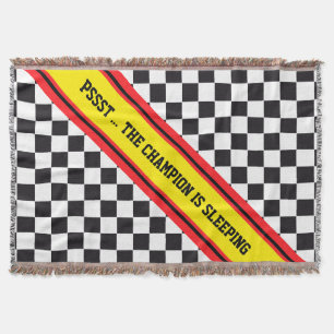 Racing Car Pattern + your backgr. color & text Throw Blanket