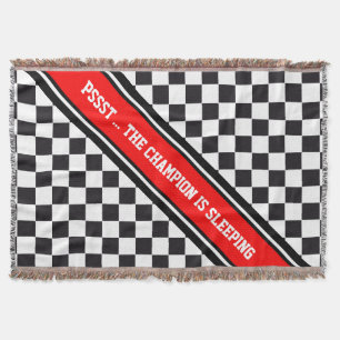 Racing Car Pattern + your backgr. color & text Throw Blanket