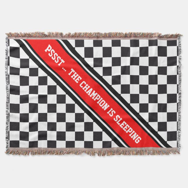 Racing Car Pattern + your backgr. color & text Throw Blanket (Front)