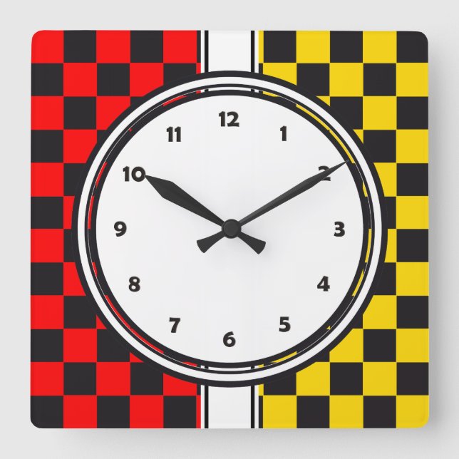 Racing Car Pattern + your background color Square Wall Clock (Front)