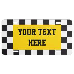 Racing Car Pattern + your background & text License Plate