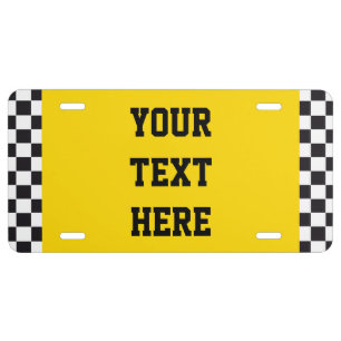 Racing Car Pattern + your background & text License Plate