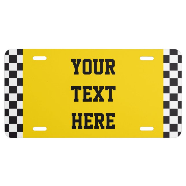 Racing Car Pattern + your background & text License Plate (Front)