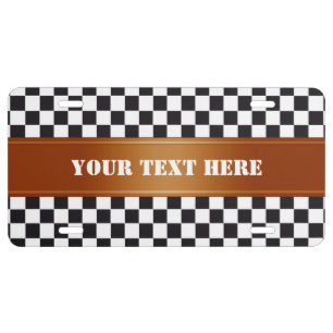 Racing Car Pattern + your background & text License Plate