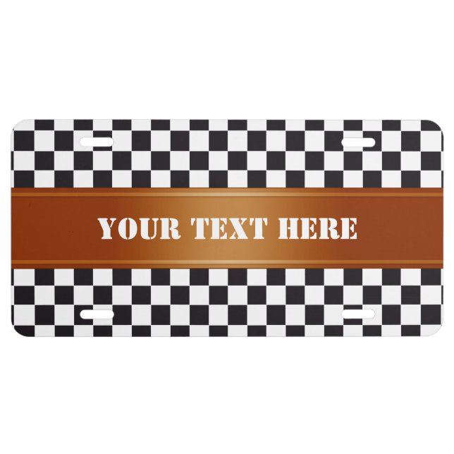 Racing Car Pattern + your background & text License Plate (Front)