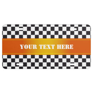 Racing Car Pattern + your background & text License Plate