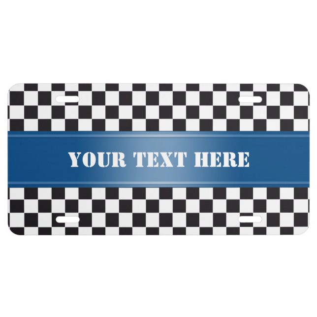 Racing Car Pattern + your background & text License Plate (Front)