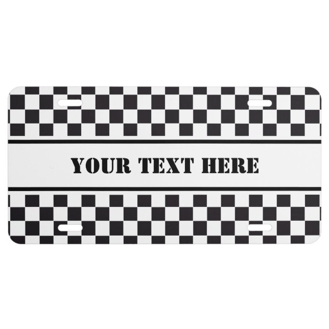 Racing Car Pattern + your background & text License Plate (Front)