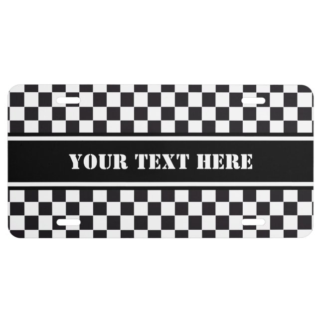 Racing Car Pattern + your background & text License Plate (Front)