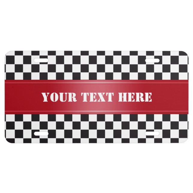 Racing Car Pattern + your background & text License Plate (Front)