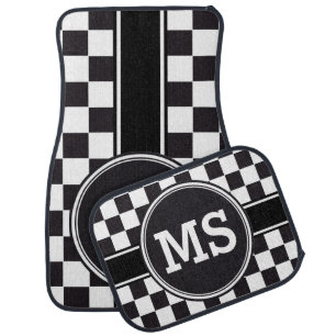 Racing Car Pattern + your monogram & color Floor Mat