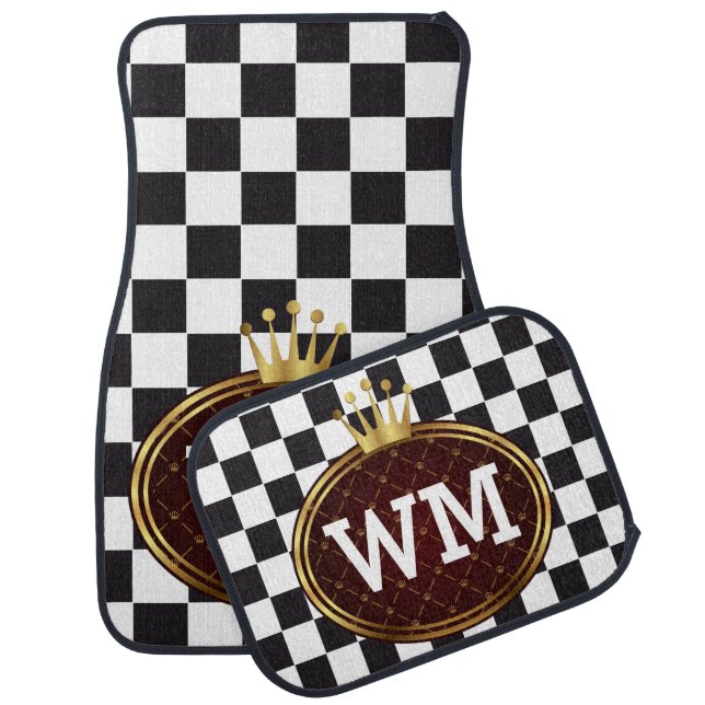 Racing Car Pattern + your monogram & color Mat (Set)
