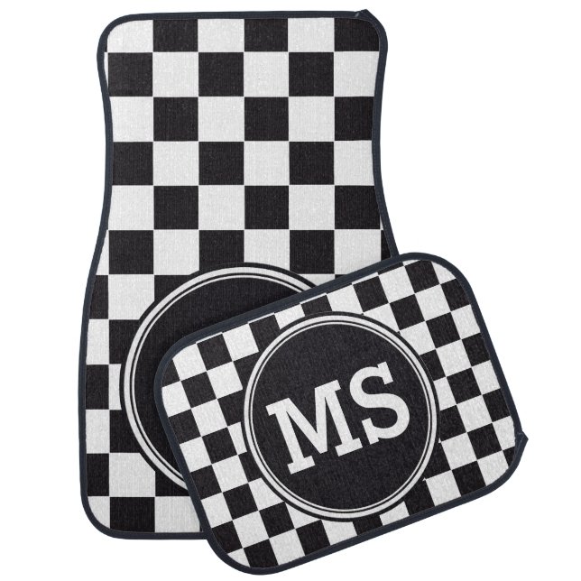 Racing Car Pattern + your monogram & color Mat (Set)
