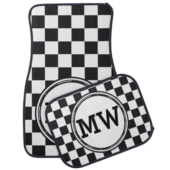 Racing Car Pattern + your monogram & color Mat (Set)