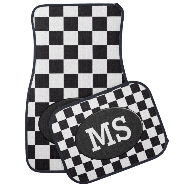 Racing Car Pattern + your monogram & color Mat (Set)