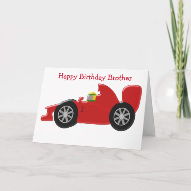Racing Car Personalised Brother Birthday Card (Front)