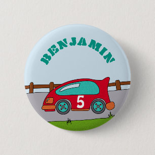 Racing Car Personalizable Birthday Button