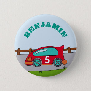 Racing Car Personalizable Birthday Button