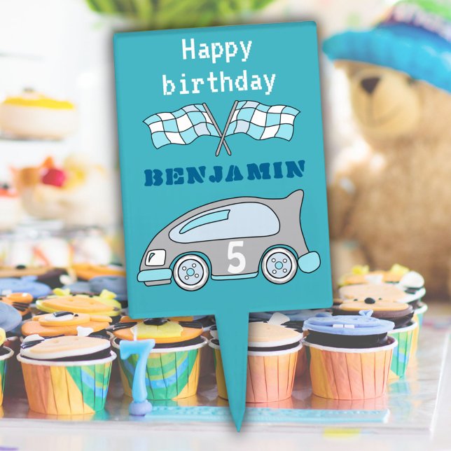 Racing Car Personalizable Birthday Party Cake Topper (Creator Uploaded)