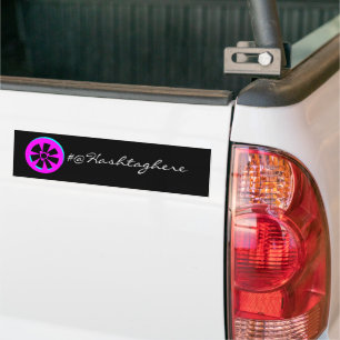 Racing Car Rim Neon Pink Black Car Bumper Sticker