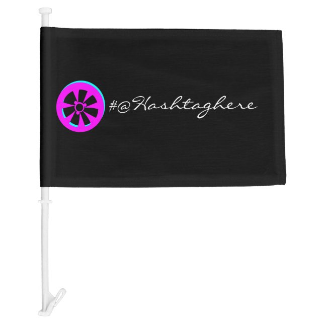 Racing Car Rim Neon Pink Black   Car Flag (Front)