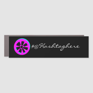 Racing Car Rim Neon Pink Black Car Magnet