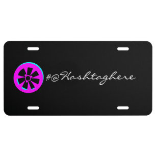 Racing Car Rim Neon Pink Black License Plate
