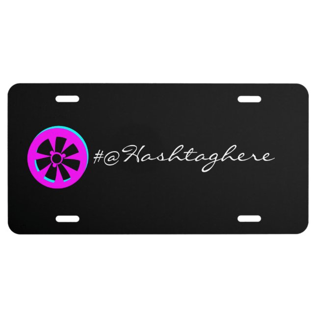 Racing Car Rim Neon Pink Black    License Plate (Front)