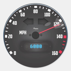 Racing Car speedometer Classic Round Sticker