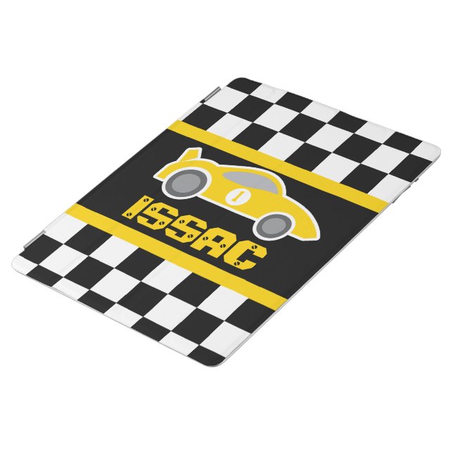 Racing car sports personalized yellow ipad cover (Side)