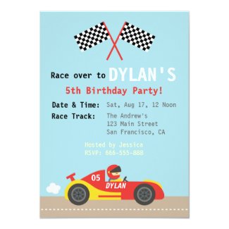 Racing Car Theme, Birthday Party for the Boys Card