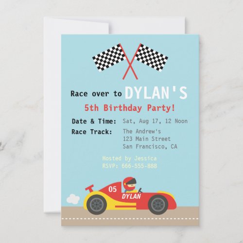 Racing Car Theme, Birthday Party for the Boys Custom Invitations
