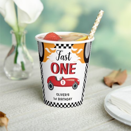 Racing Car Themed 1st Birthday Party Paper Cups