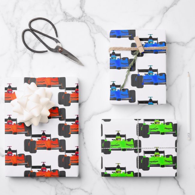 Racing Car Tiled Design Wrapping Paper Sheets
