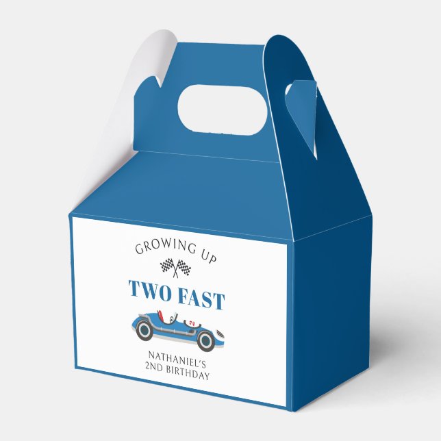 Racing Car Two Fast 2nd Birthday Favor Boxes (Front Side)