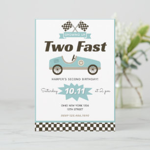 Racing Car Two Fast Birthday Invitation