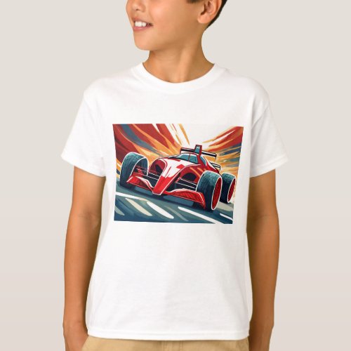 Racing car with colorful background T_Shirt