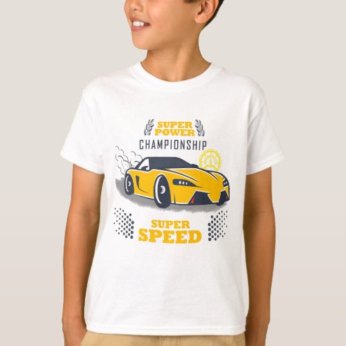 Racing Car Yellow T_Shirt