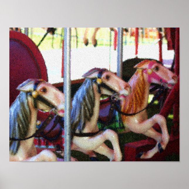 Racing Carousel Horses Photo Painting  Poster (Front)