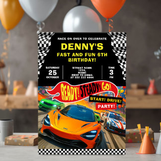 Racing Cars Birthday Party Invitation