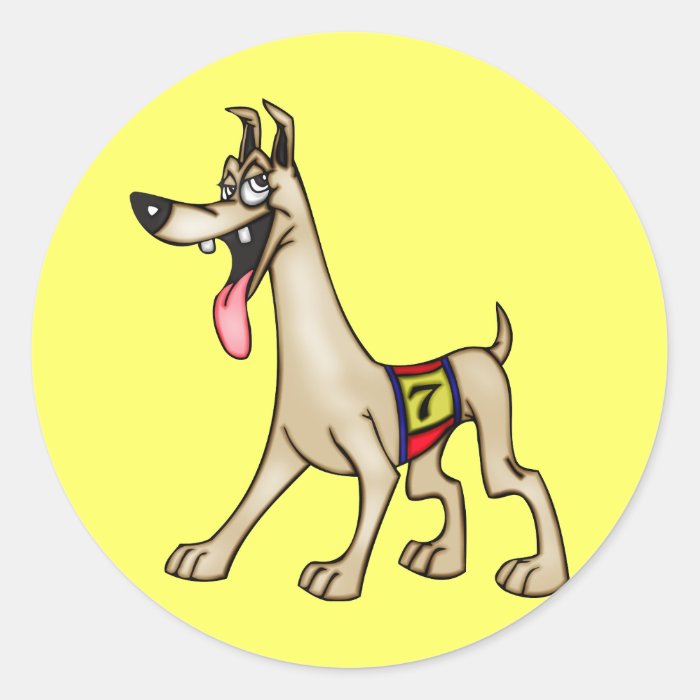 Racing Cartoon Dog Round Stickers